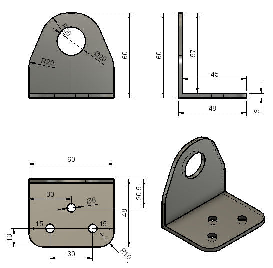 50mm x 60mm x 60mm Hanging Bracket