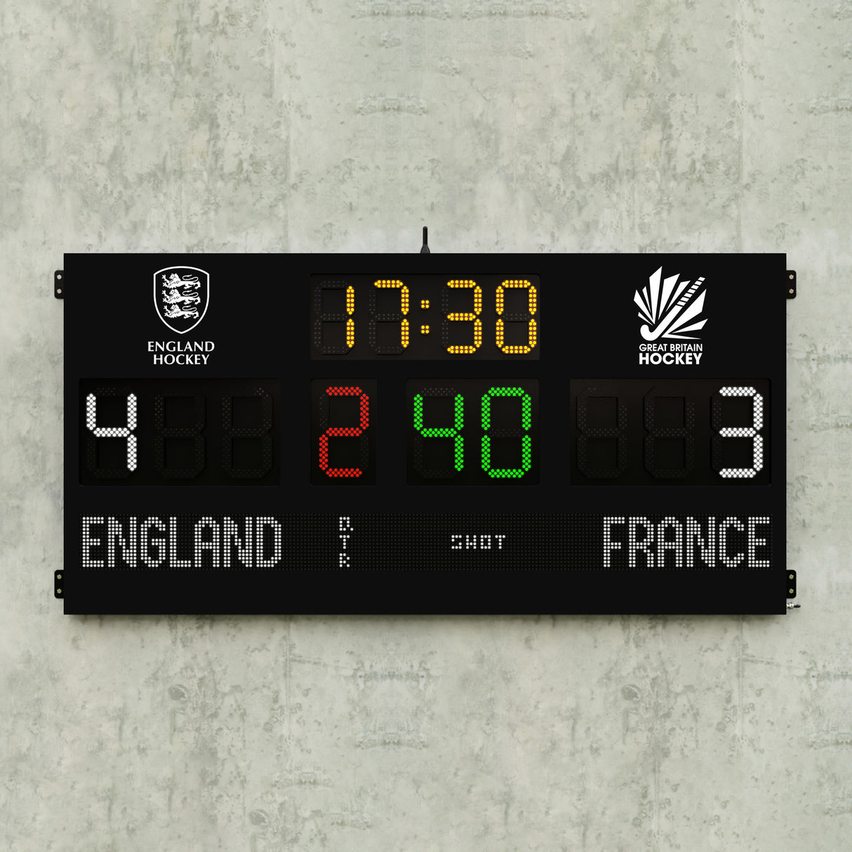 13 Digit Hockey Scoreboard with Editable Names & Time's Up Horn