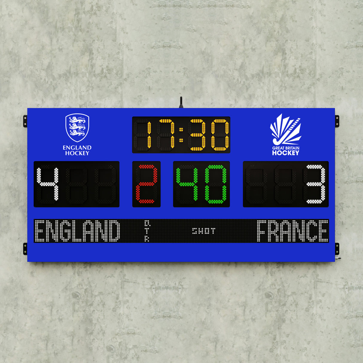 13 Digit Hockey Scoreboard with Editable Names & Time's Up Horn