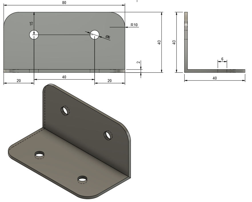 40mm x 40mm x 80mm Angle Bracket