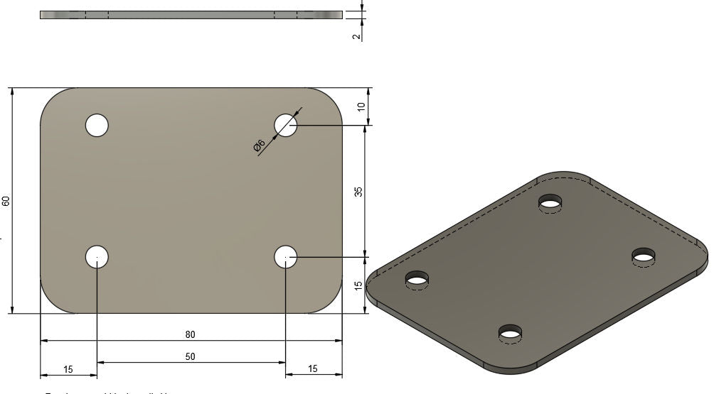 60mm x 80mm Fixing Plate