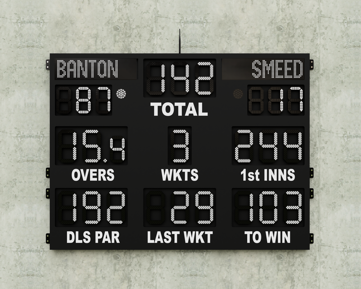 29 Digit LED Cricket Scoreboard with Player Names, DLS, Strike Indicators & Ball Number