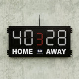 5 digit home and away scoreboard with a period. LED scores and LED period digit available in a wide selection of colours.