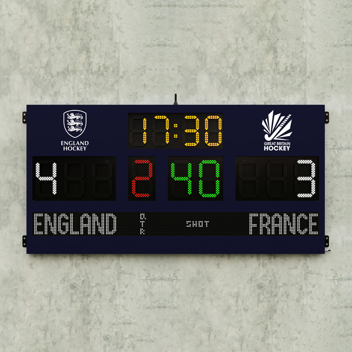 13 Digit Hockey Scoreboard with Editable Names & Time's Up Horn