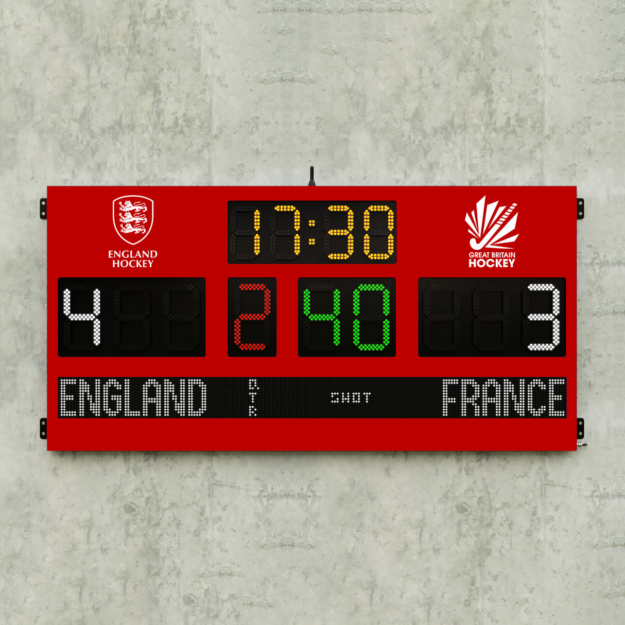 13 Digit Hockey Scoreboard with Editable Names & Time's Up Horn